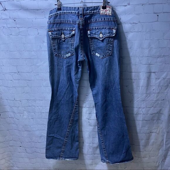True Religion Distressed Blue Bootcut Jeans - Picture 7 of 8